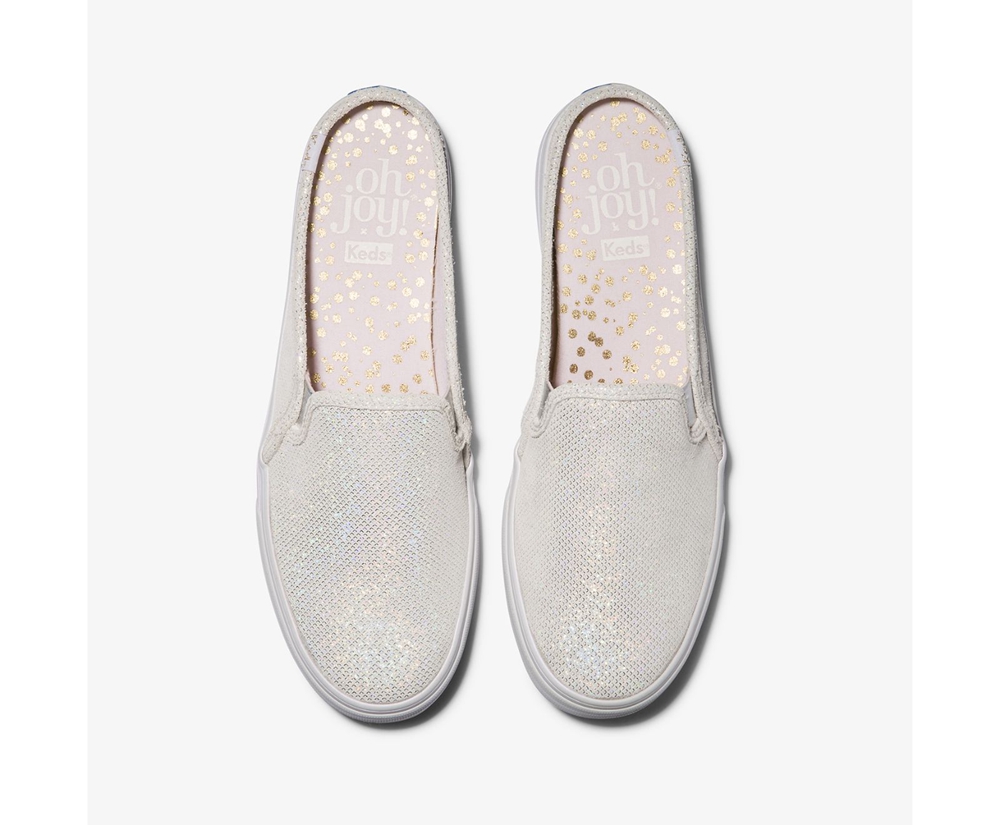 Mules Keds Mujer Blancos - Oh Joy! Double Decker Cuero - 2836-XGCEB